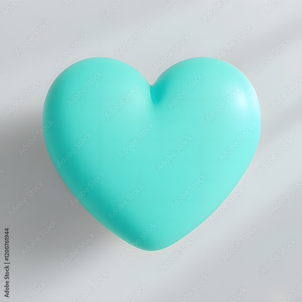 Romantic Aqua and White Hearts with Shadow 3D Render for Valentine's Day Romantic Aqua and White Hearts with Shadow 3D Render for Valentine's Day