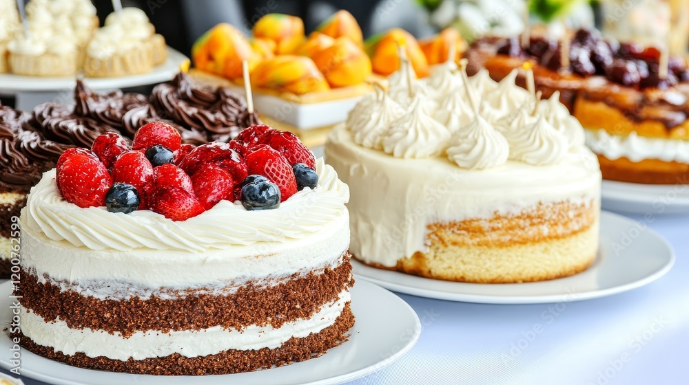 Delicious Cakes and Pastries Buffet Displayed Delicious Cakes and Pastries Buffet Displayed