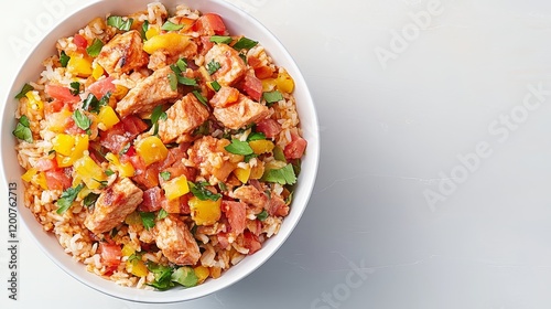 Delicious Chicken Rice Bowl with Peppers and Tomatoes
