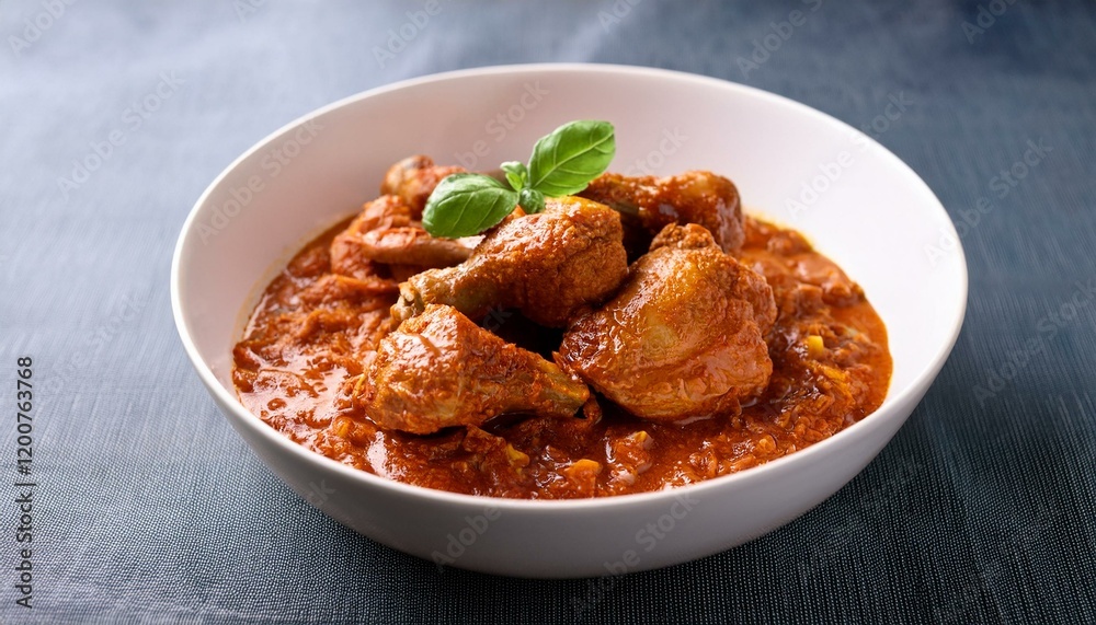 Chicken Rendang Crispy or Asian curry Rendang inside white bowl. Generated image