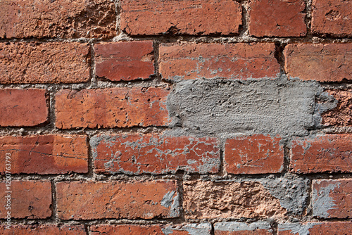 close up of an old red brick wall