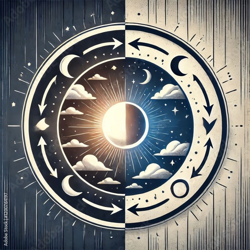 Day and Night A circle divided into light and dark sections with