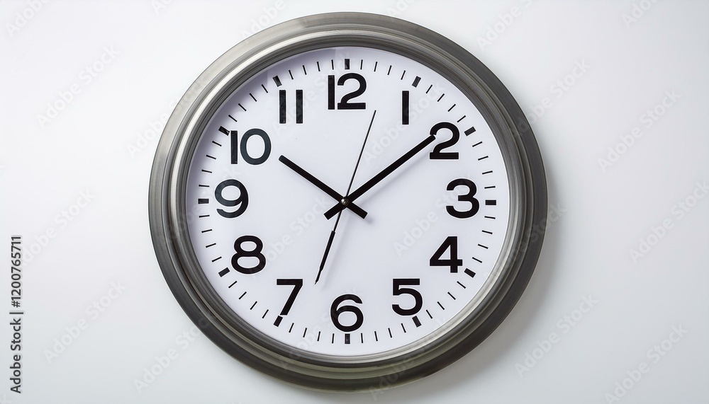 Simple round wall clock showing the time. Simple round wall clock showing the time.