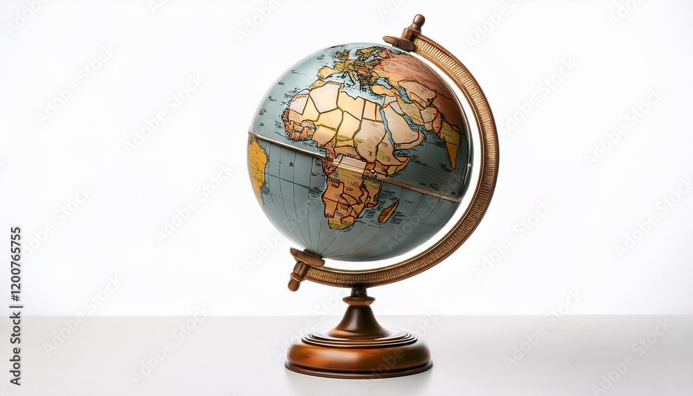 Antique-style globe on a white background. Antique-style globe on a white background.