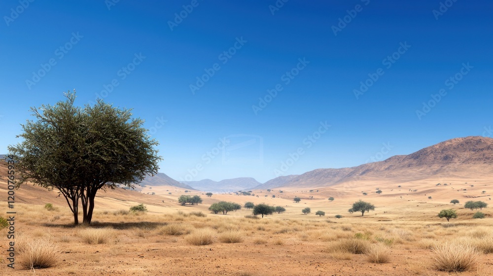 Fototapeta premium Lonely Tree in Desert Landscape