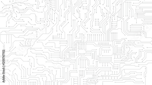 Cyberpunk black circuit diagram on white background. Technology background with hi-tech digital data connection system and computer electronic design