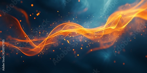 Dark abstract background with a glowing abstract fire waves. photo