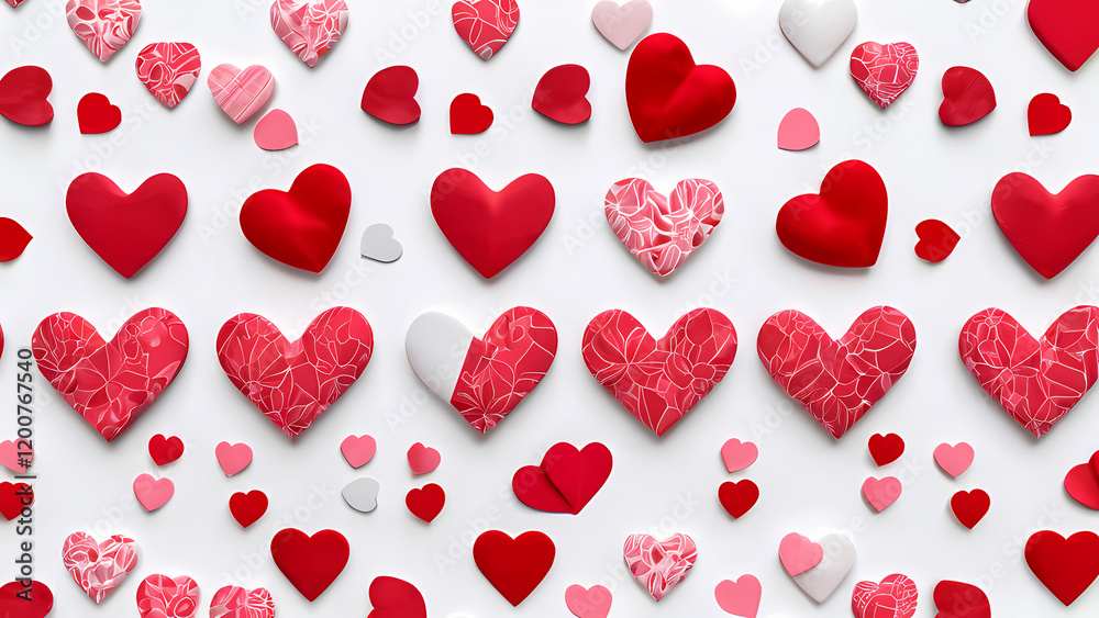 a visually appealing collage of love heart-shaped objects arranged on a clean white background a visually appealing collage of love heart-shaped objects arranged on a clean white background