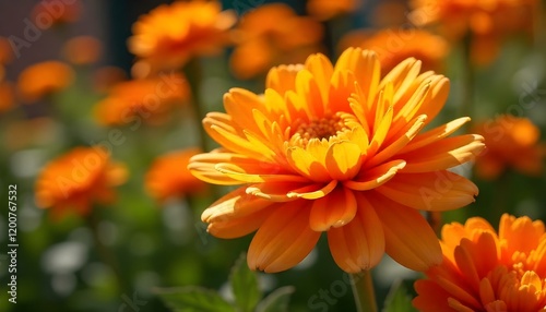 Vibrant Orange Flowers Blooming in Sunny Garden photo