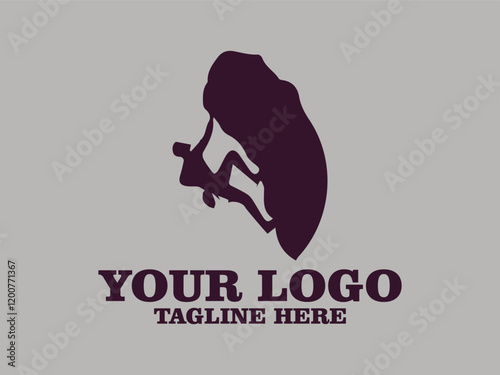 Rock climbing adventure, climber facing steep cliffs vector illustration of rock climber graphic design extreme sport. The minimalist design with firm lines gives the impression of strength