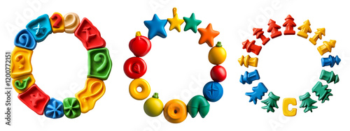 Colorful Toy Rings and Shapes on Transparent Background for Kids photo