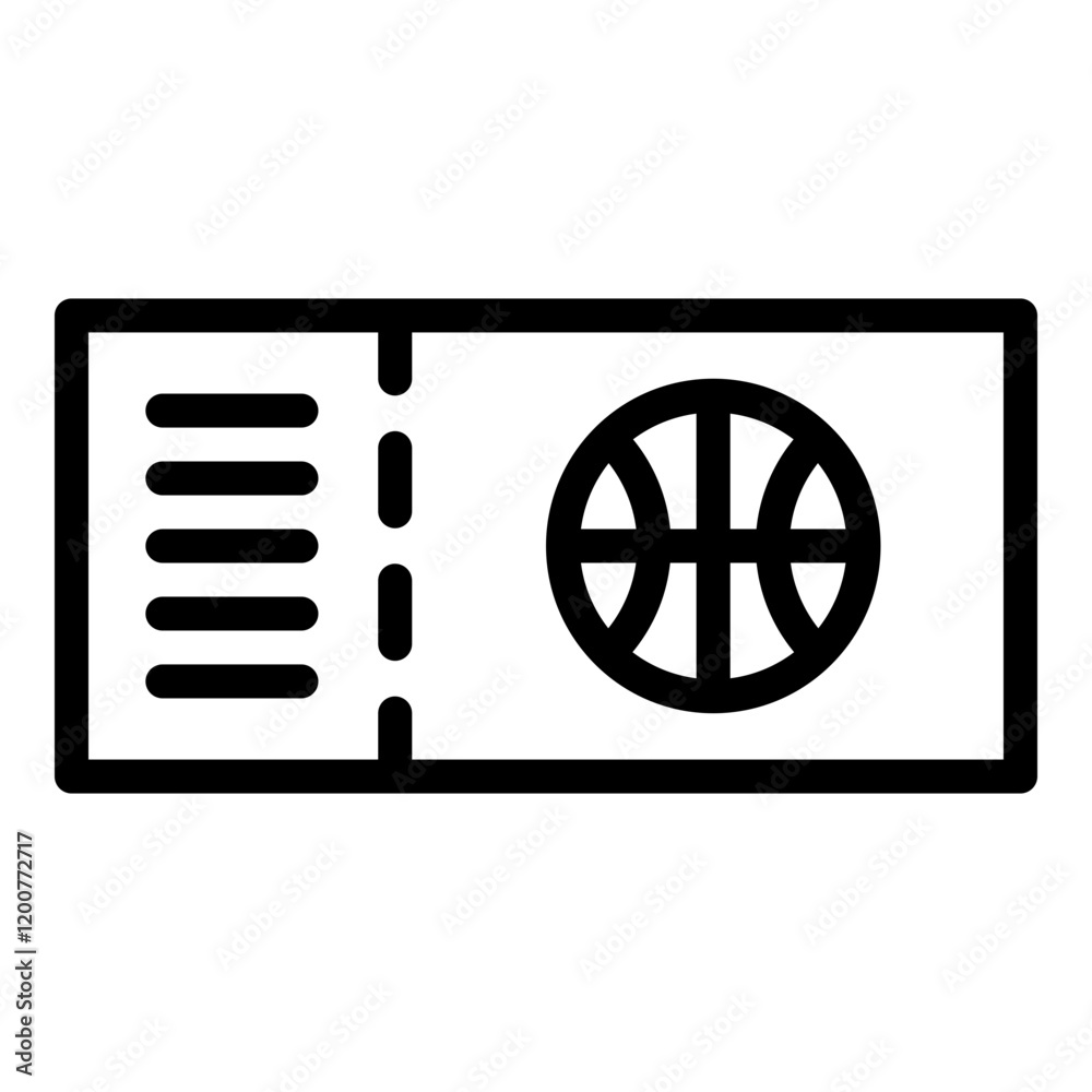 Basketball ticket icon. Vector line icon