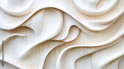 Wallpaper Mural Abstract Wooden Wall Art:  Sculptural Curves and Creamy Hues Torontodigital.ca