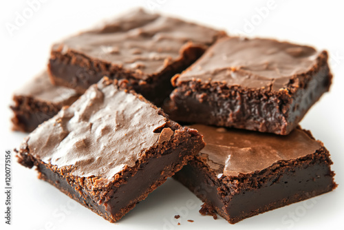 Delicious homemade chocolate brownies with fudgy texture photo