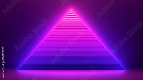 Illuminated Triangular Staircase Ascending In Neon Hues