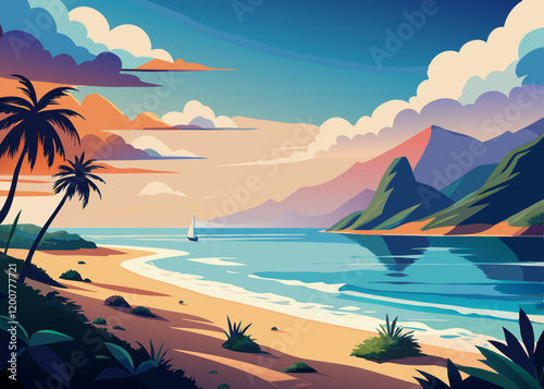 "Create Stunning Beach Backgrounds for Social Media Posts "Perfect for Any Platform vector