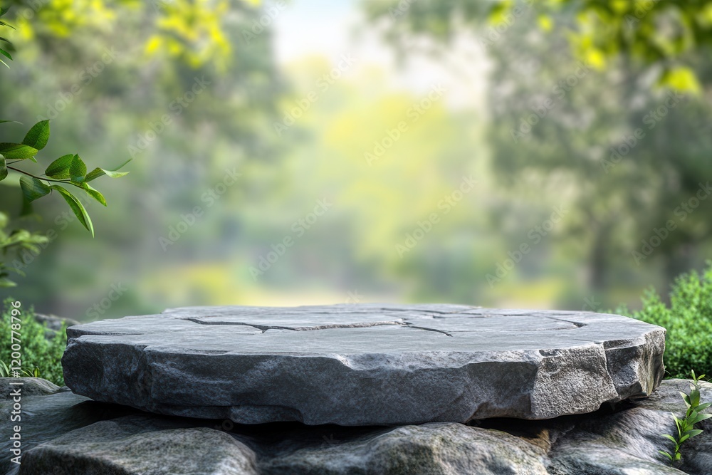Stone platform, nature backdrop, product display, forest (2) Stone platform, nature backdrop, product display, forest (2)