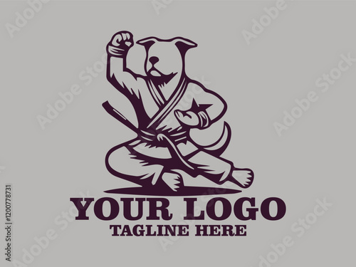 This vector illustration shows a dog  doing serious karate moves  Agile Martial Dog, This illustration is suitable for use as a motivational poster design, sticker or other design element