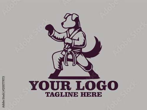 This vector illustration shows a dog  doing serious karate moves  Agile Martial Dog, This illustration is suitable for use as a motivational poster design, sticker or other design element