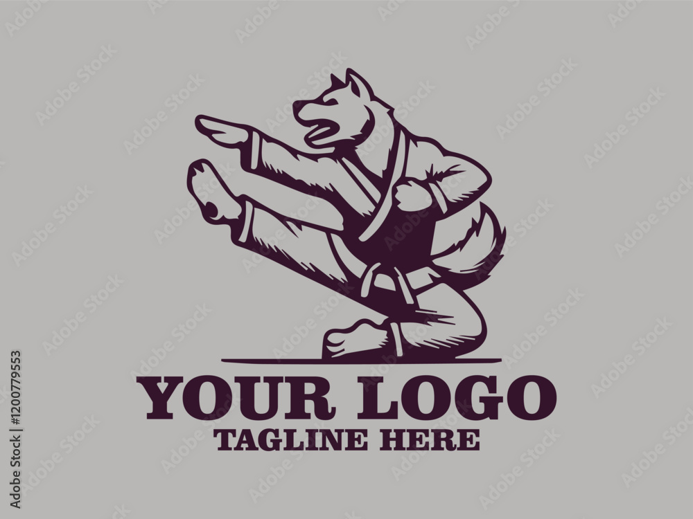 This vector illustration shows a dog doing serious karate moves Agile Martial Dog, This illustration is suitable for use as a motivational poster design, sticker or other design element This vector illustration shows a dog doing serious karate moves Agile Martial Dog, This illustration is suitable for use as a motivational poster design, sticker or other design element