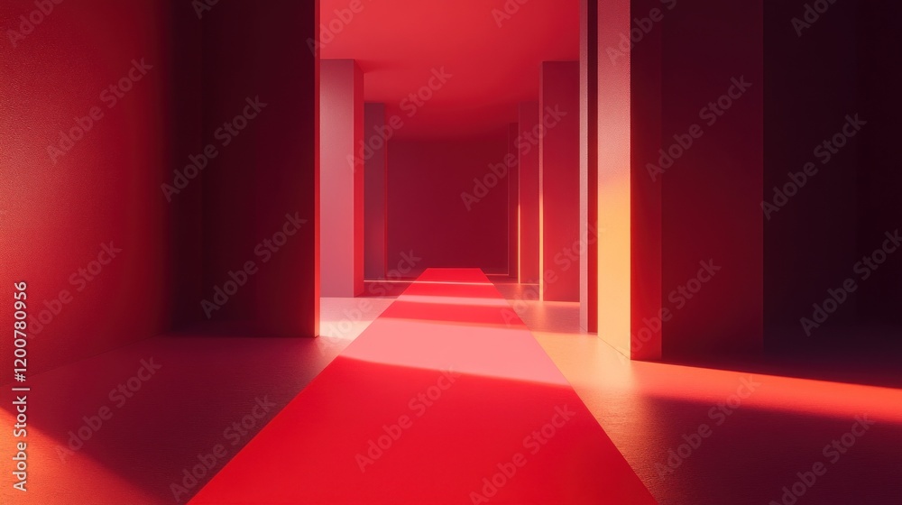 Crimson Corridor: A Red Carpet Runway of Light and Shadow Crimson Corridor: A Red Carpet Runway of Light and Shadow