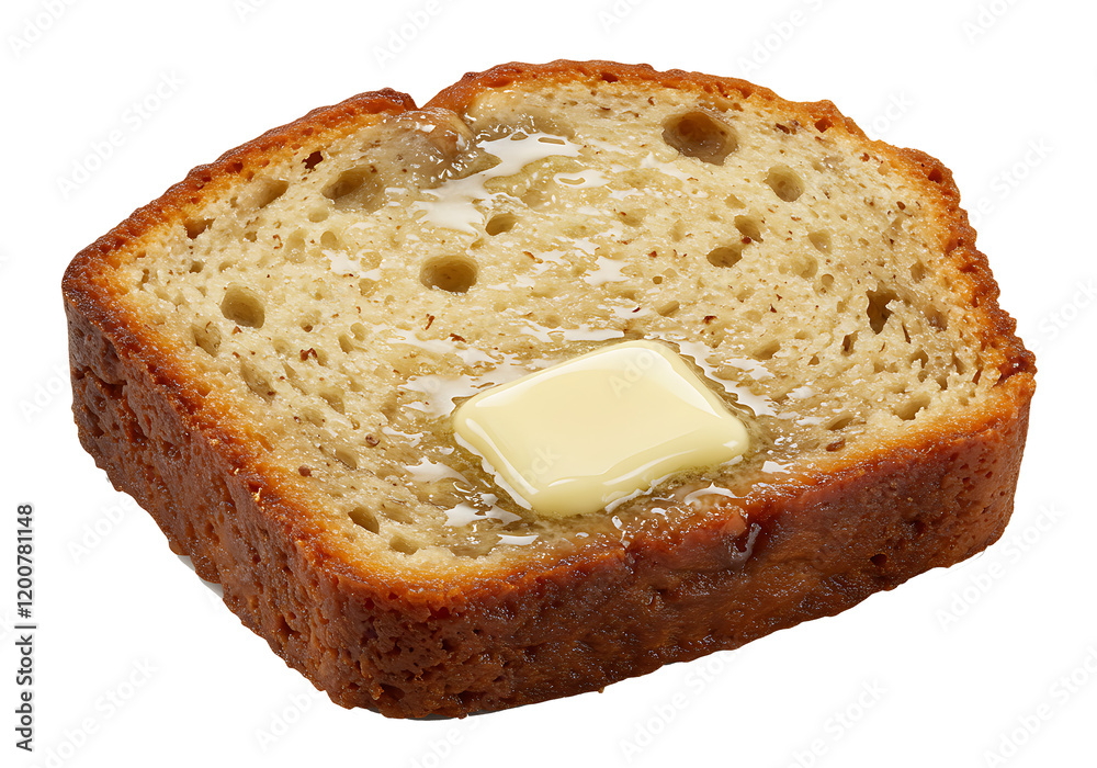 A Slice of Delicious Banana Bread with Melted Butter, Isolated on a Transparent Background
A Slice of Delicious Banana Bread with Melted Butter, Isolated on a Transparent Background
