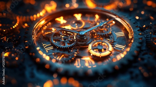 Wallpaper Mural Intricate Clockwork Mechanism: A Glowing Gearscape Torontodigital.ca