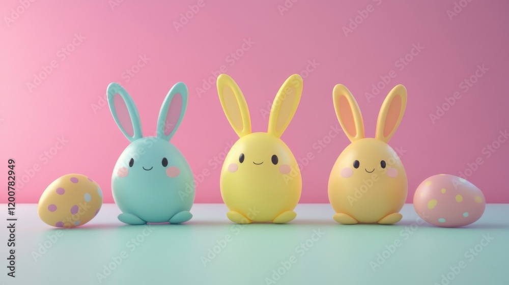 Obraz premium cute minimalisic happy easter banner