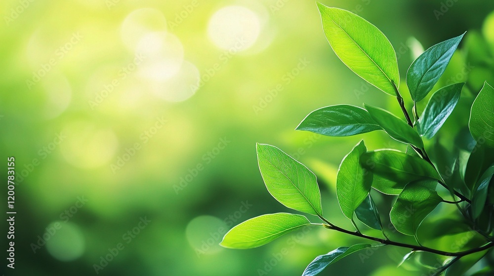 Fototapeta premium Fresh Green Leaves with Subtle Texture Against Natural Background