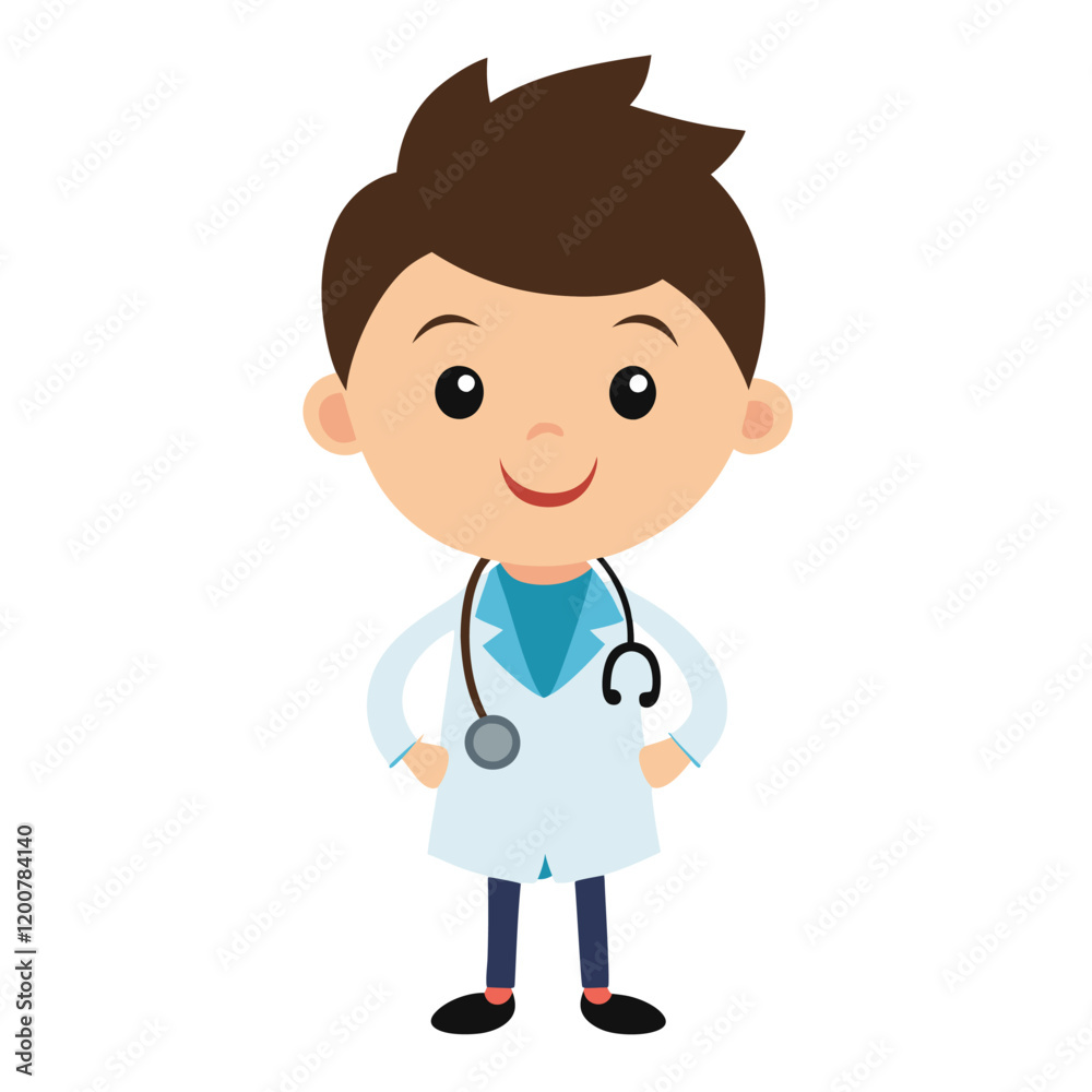Cartoon Depiction of a Boy as a Doctor Cartoon Depiction of a Boy as a Doctor