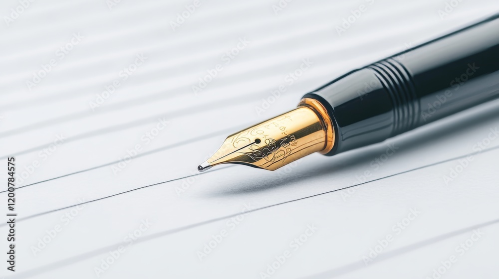 Elegant Fountain Pen on Lined Paper Ready to Write Elegant Fountain Pen on Lined Paper Ready to Write