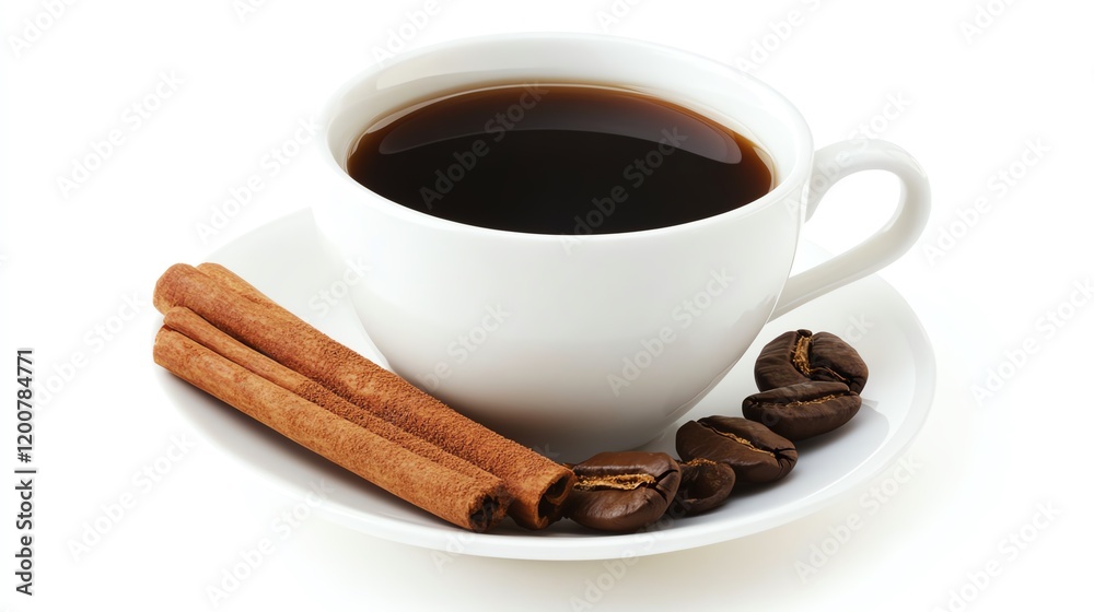 Freshly brewed coffee with a sprinkle of cinnamon, brainstimulating beverage, rich in antioxidants Freshly brewed coffee with a sprinkle of cinnamon, brainstimulating beverage, rich in antioxidants