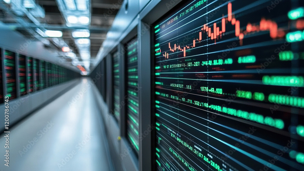 Digital ticker displaying volatile tech stocks with fluctuating values Digital ticker displaying volatile tech stocks with fluctuating values