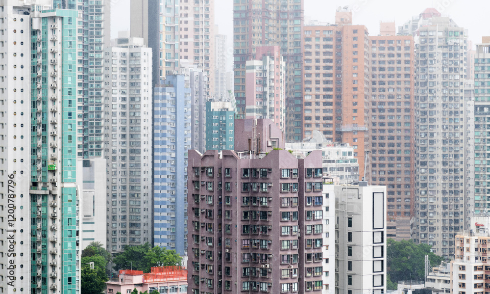 Crowded residential buildings in Hong Kong Crowded residential buildings in Hong Kong