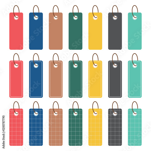 Rectangular tag vector illustration on white background. Blank label for writing price or content decoration.