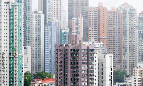 Wallpaper Mural Crowded residential buildings in Hong Kong Torontodigital.ca
