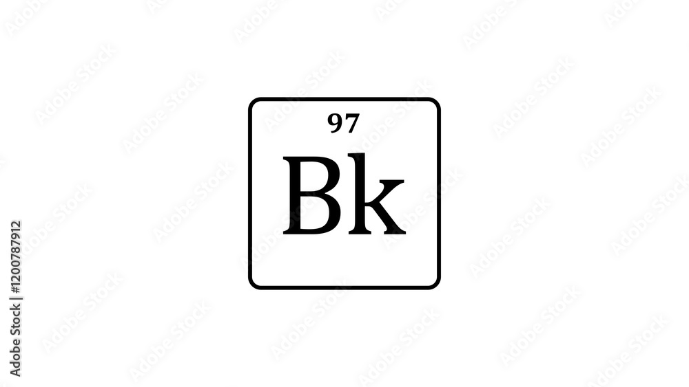 97 Number Berkelium molecule icon white background 4k illustration.