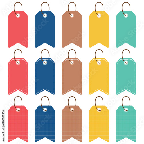 Tag collection vector illustration on white background. Different style tag. Blank label for writing price or content decoration.