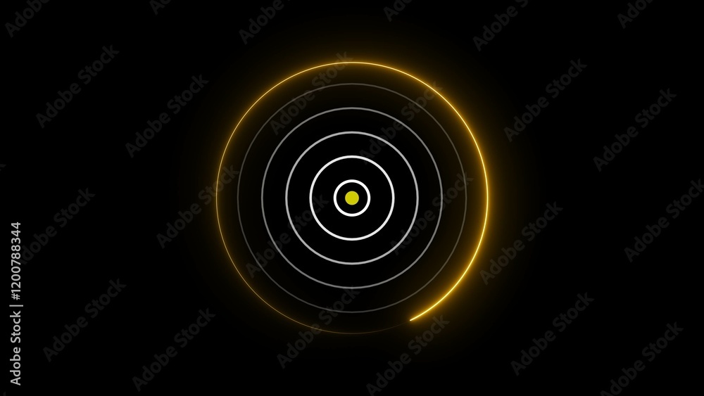 Technology glowing neon circle radio wave icon 4k illustration on the black background. Radar signal icon background. Technology glowing neon circle radio wave icon 4k illustration on the black background. Radar signal icon background.