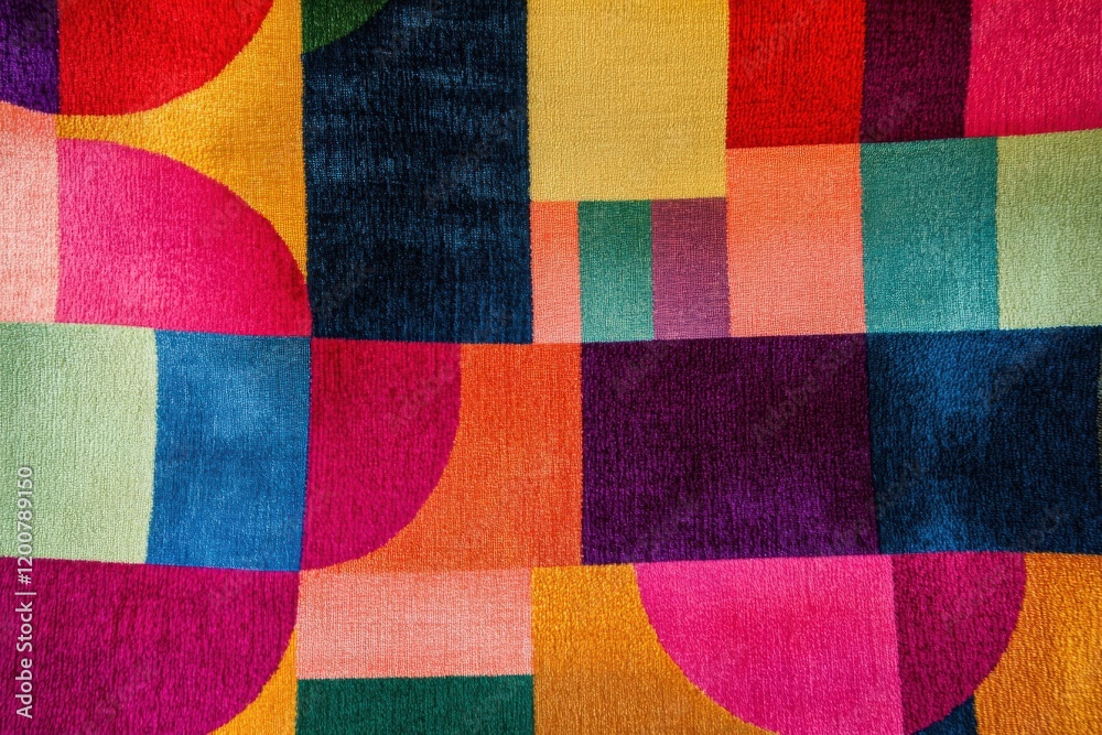 A patch of vibrant upholstery fabric in a retro geometric pattern A patch of vibrant upholstery fabric in a retro geometric pattern