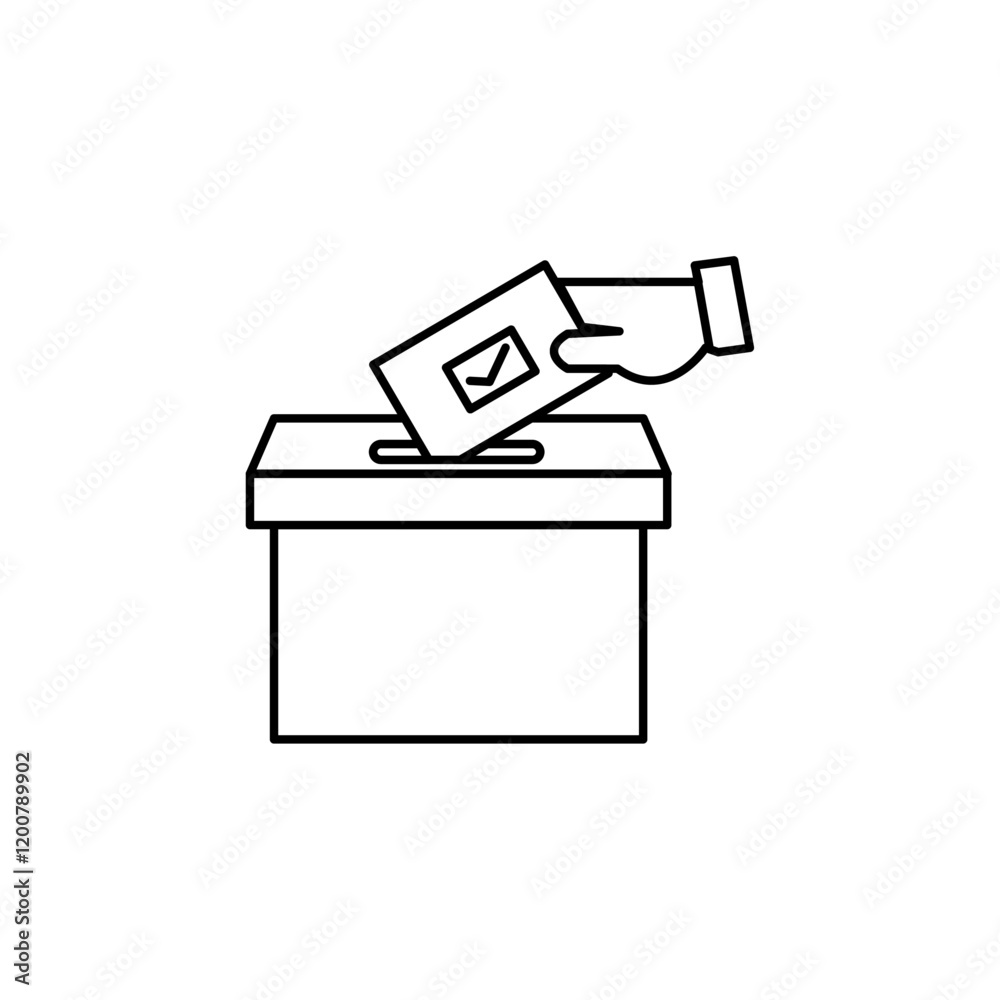 Hand voting ballot box icon Flat isolated outline sign Hand voting ballot box icon Flat isolated outline sign