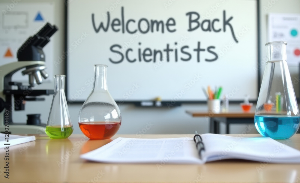 Naklejka premium back to school science classroom