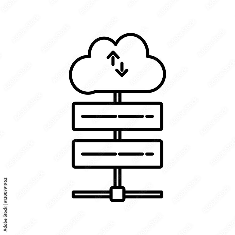 Server icon Flat isolated outline sign Server icon Flat isolated outline sign