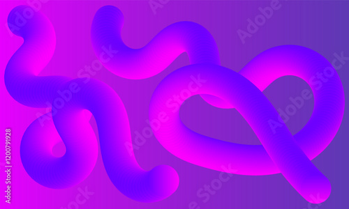 Abstract fluid 3D shapes with vibrant neon pink and purple gradient on a dark background, futuristic design.