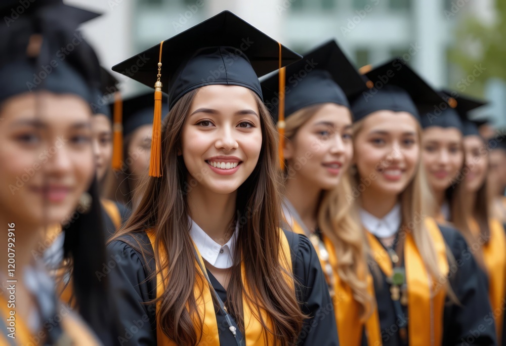Group of happy graduates in caps and gowns Group of happy graduates in caps and gowns