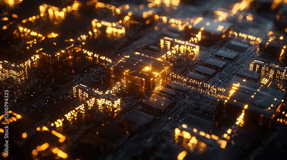 Obraz premium Glowing Circuit Board Abstract