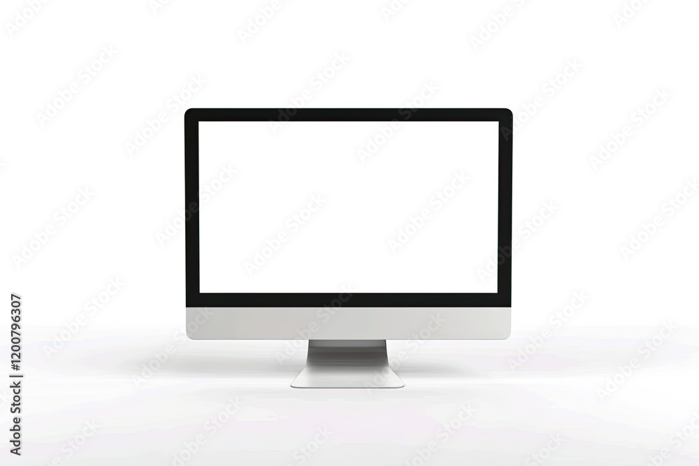 Detailed Visual of Computer Screen with Blank White Screen Isolated on White Background Detailed Visual of Computer Screen with Blank White Screen Isolated on White Background