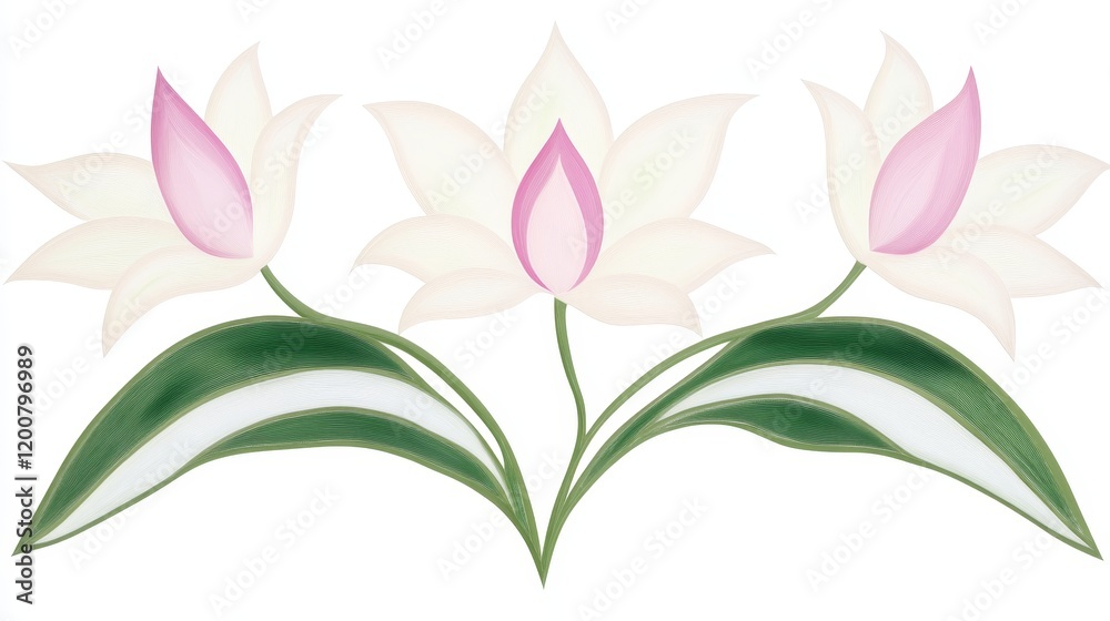 custom made wallpaper toronto digitalElegant White and Pink Floral Design, Three Blossoms