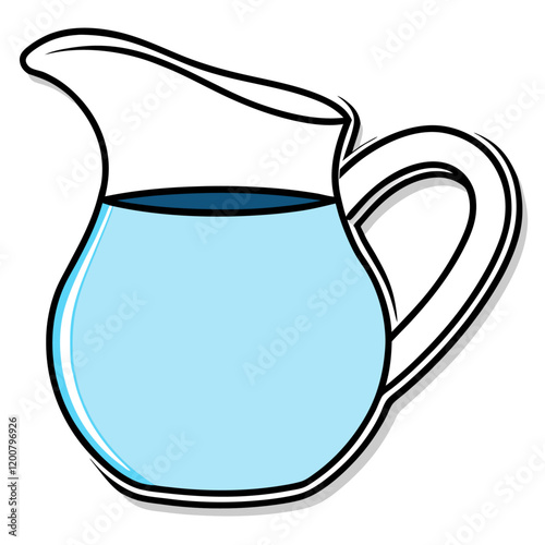 Sticker pitcher of water on white background  vector illustration (4)