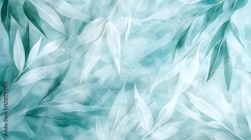Wallpaper Mural Abstract Backdrop in Calming Blue and Green Tones with Delicate Feathery Textures Torontodigital.ca